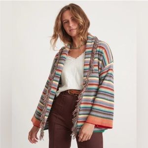Marine Layer Alamere multicolor striped fringe belted cardigan